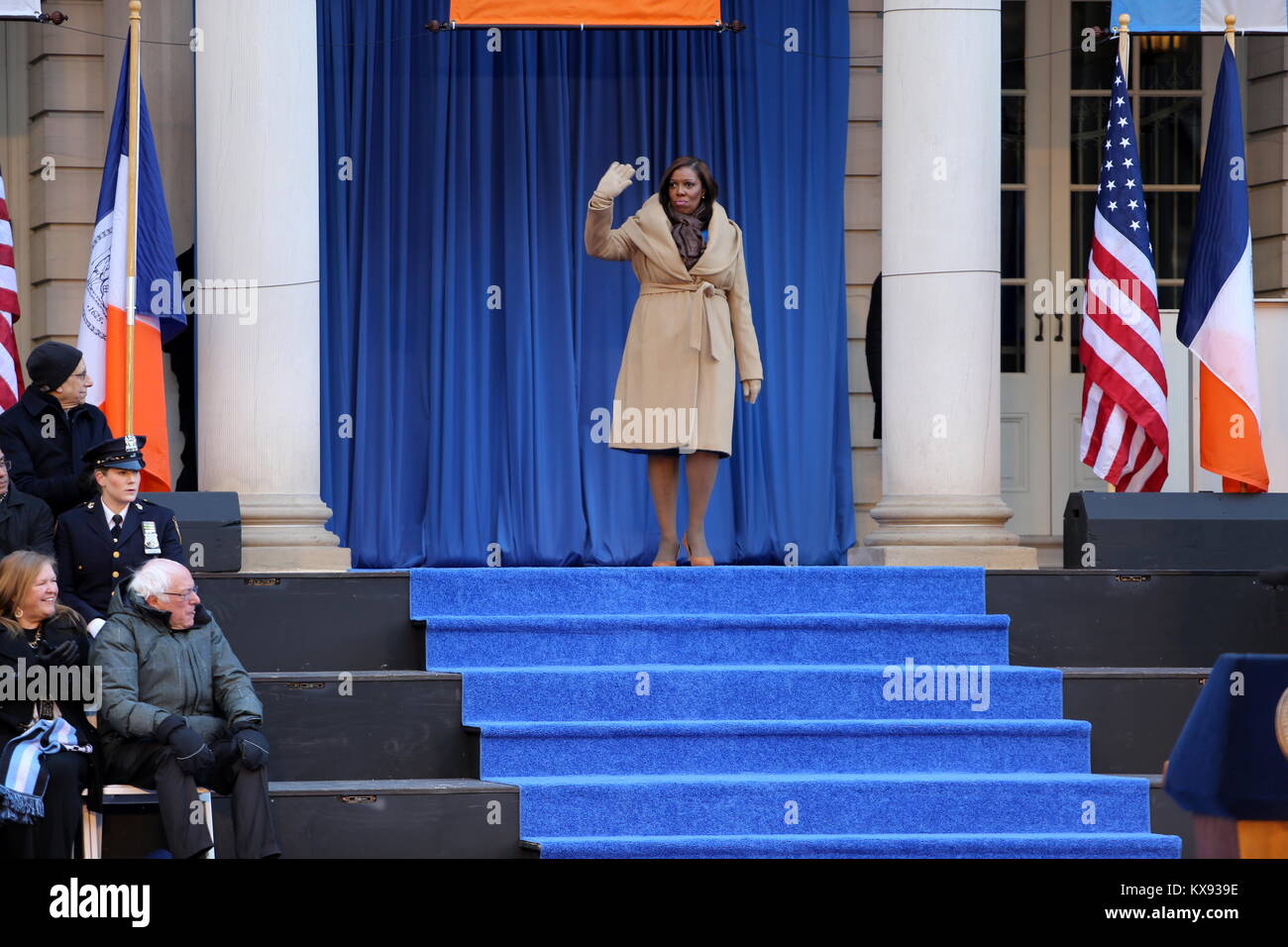 New Year 2018: Mayor De Blasio Sworn In For Second Term At City Hall Ceremony Stock Photo