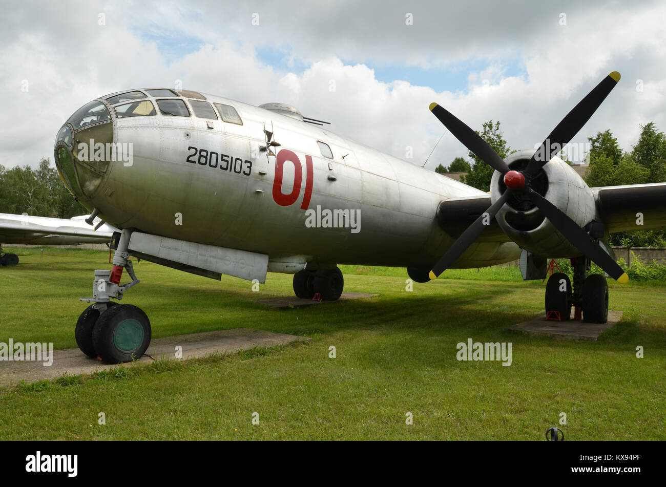 A Tupolev TU4 heavy bomber on display in the Monino aeronautical