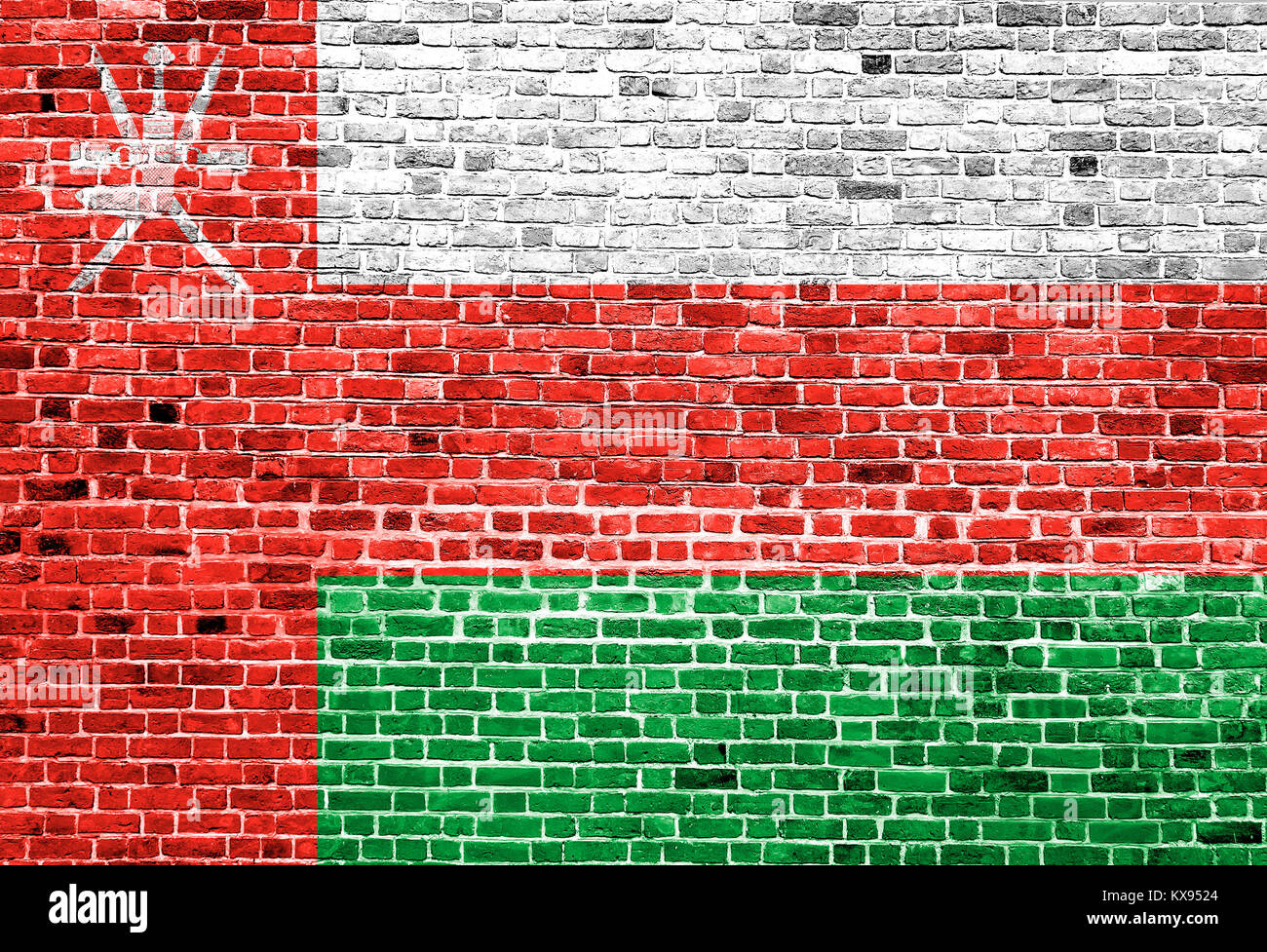 Flag of Oman painted on brick wall, background texture Stock Photo - Alamy