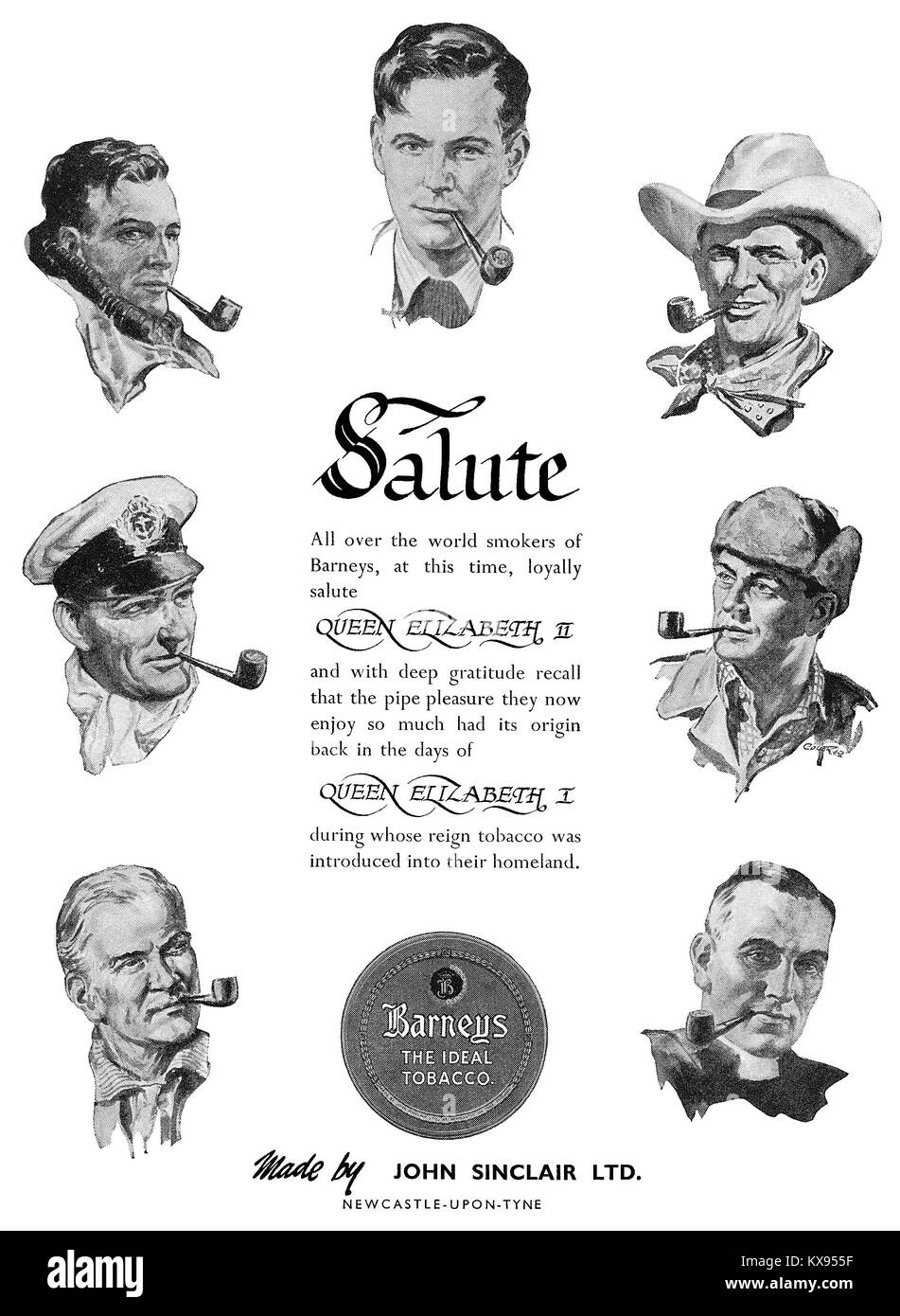 1953 British advertisement for Barneys Tobacco by John Sinclair Ltd Stock  Photo
