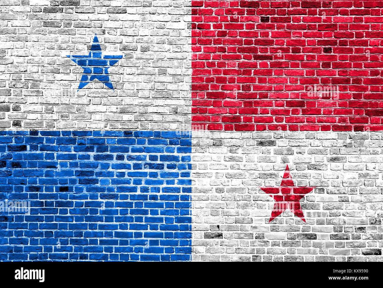 Flag of Panama painted on brick wall, background texture Stock Photo ...