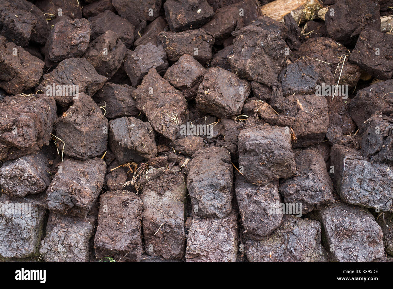 cutted peat, Ireland, Europe Stock Photo