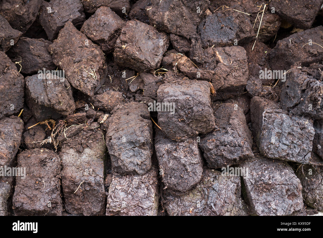 cutted peat, Ireland, Europe Stock Photo