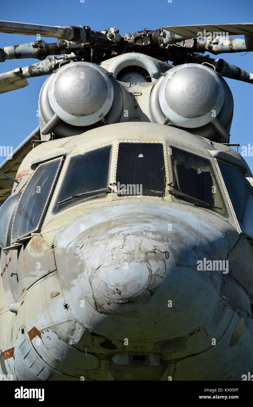 A Mil Mi-26 helicopteur on display in the museum of technics in Togliatti, oblast of Samara. Stock Photo