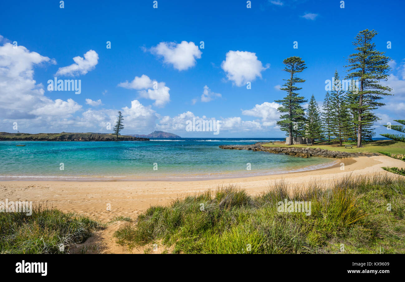 Norfolk Island, Australian external territory, Kingston, view of the sandy beach at Emily Bay Stock Photo