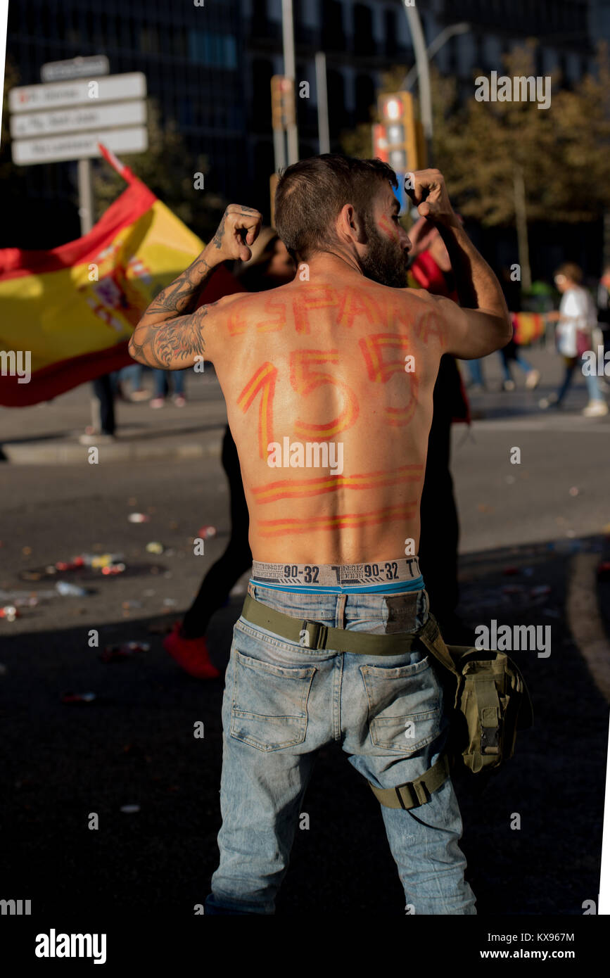 Anti independance supporters in Barcelona, Spain. October 29. 2017 Stock Photo