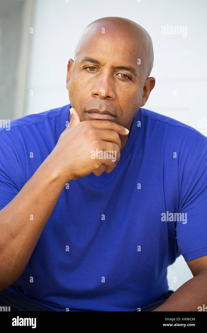 African American man in deep thought. Stock Photo