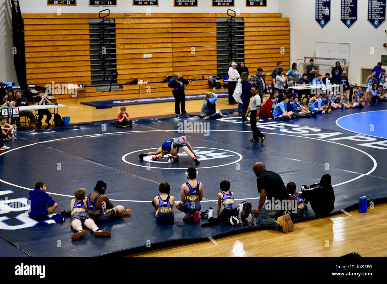 Collegiate style wrestling at the youth level, USA Stock Photo