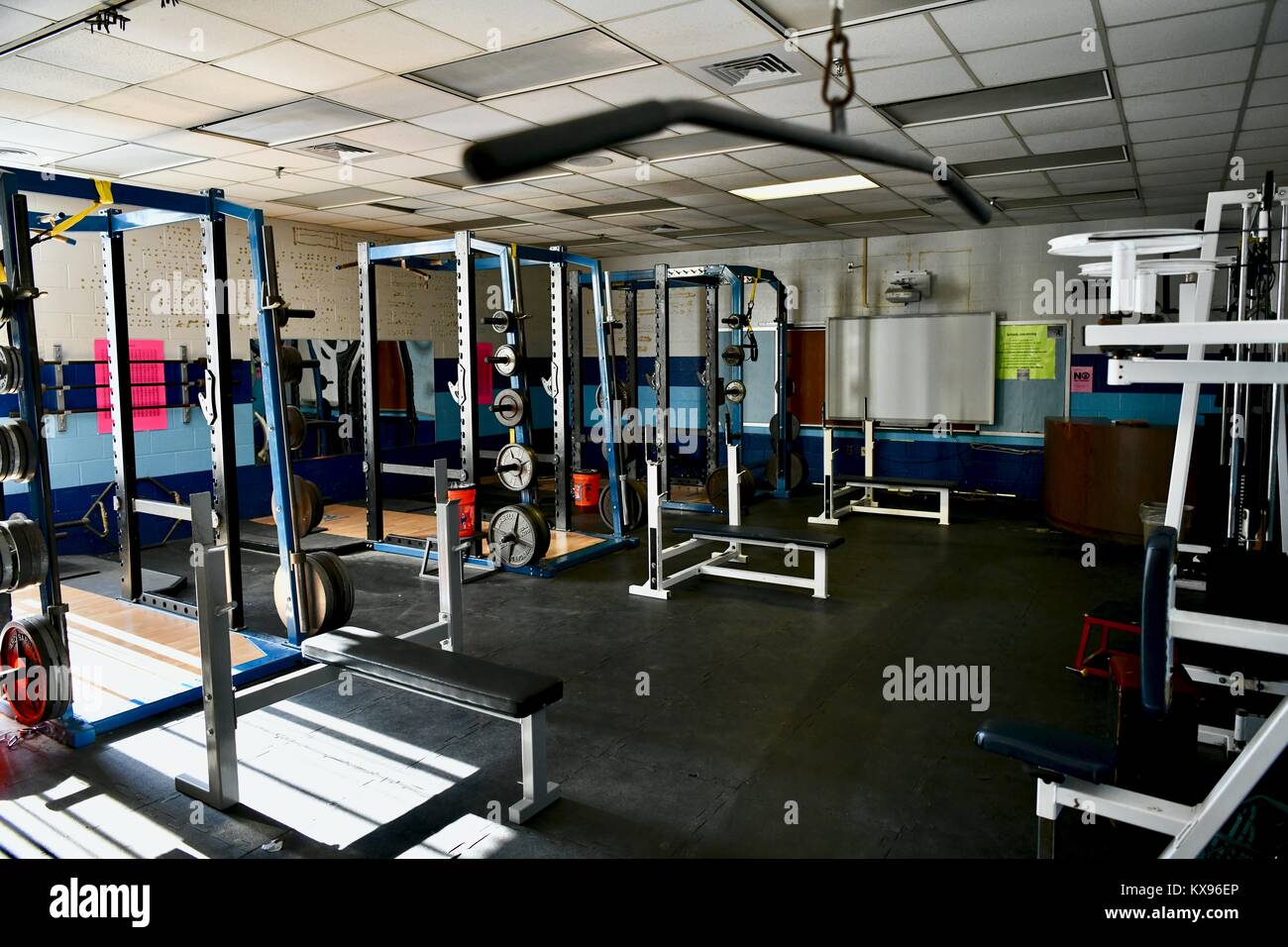 Weight Lifting Exercise Room Inside A High School Stock Photo