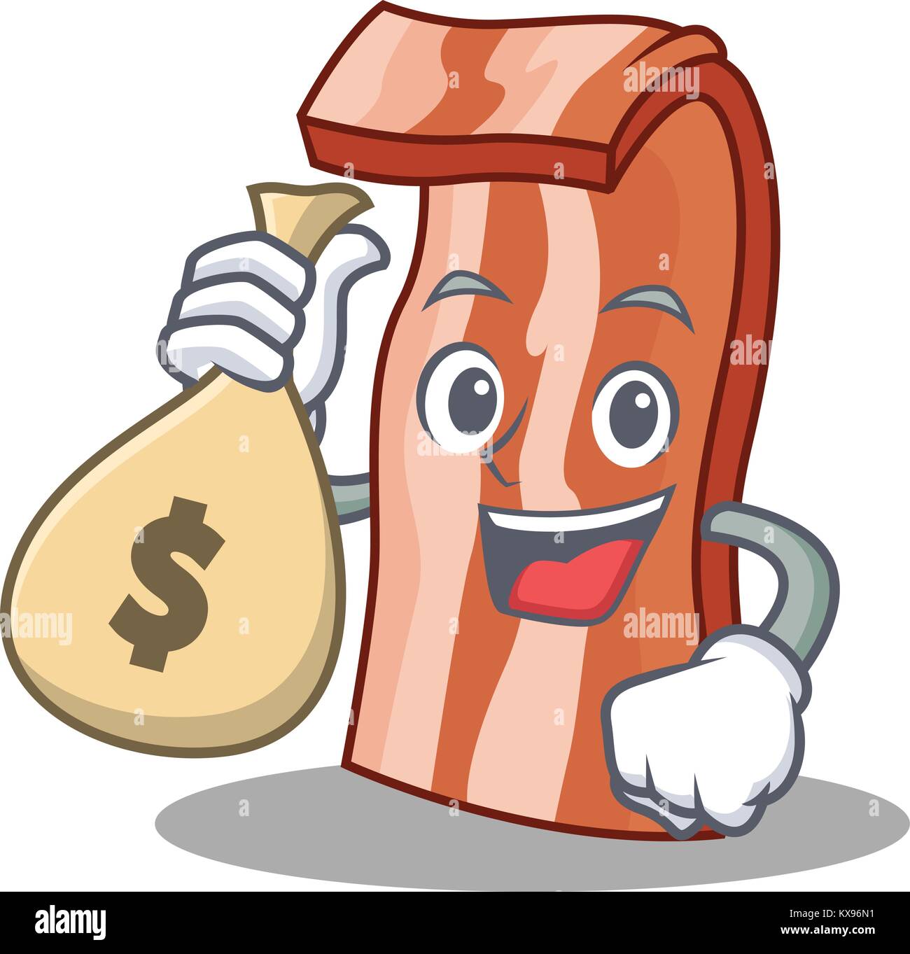 With money bag bacon character cartoon style Stock Vector