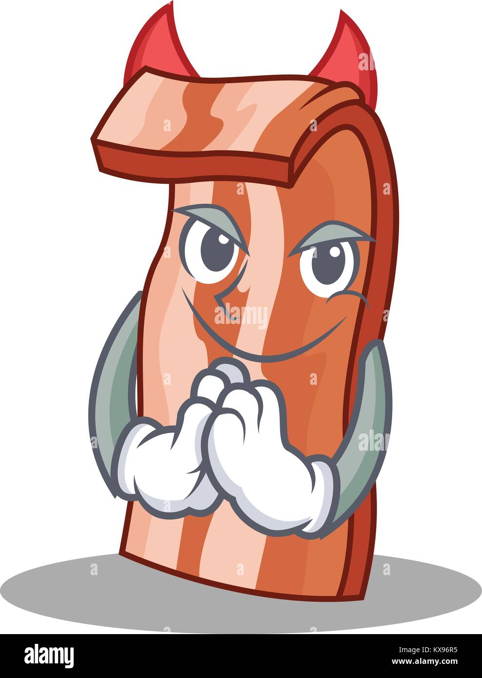 Devil bacon mascot cartoon style Stock Vector