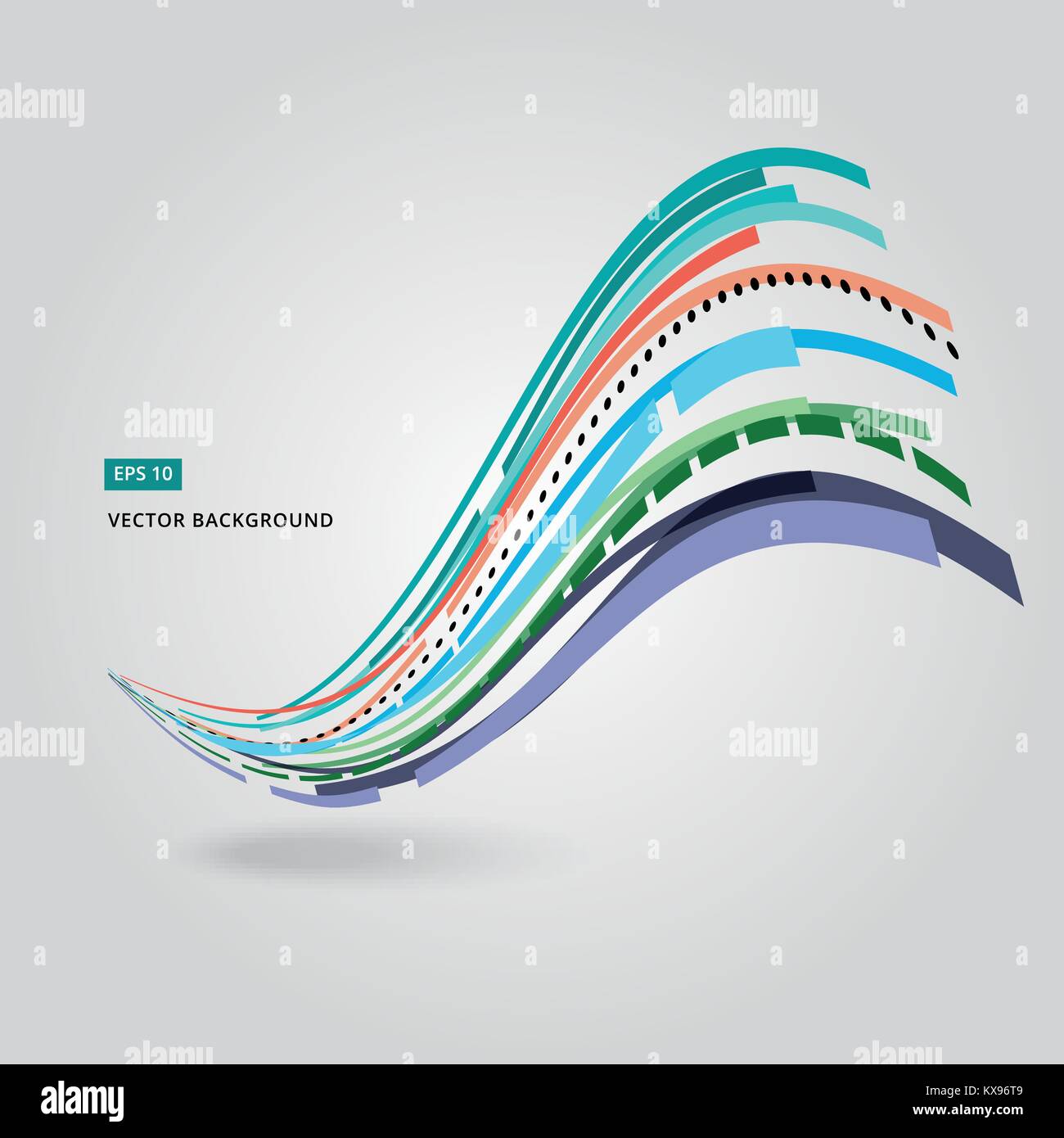 Multi-color curve line abstraction vector illustration on white ...