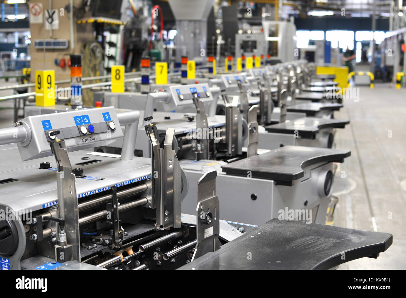 machines of a large printing plant - printing of daily newspapers Stock Photo