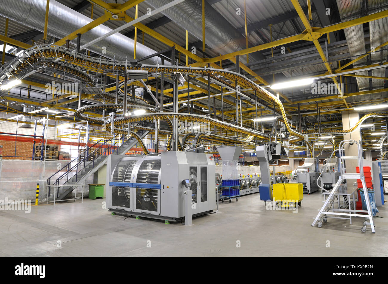 machines of a large printing plant - printing of daily newspapers Stock Photo