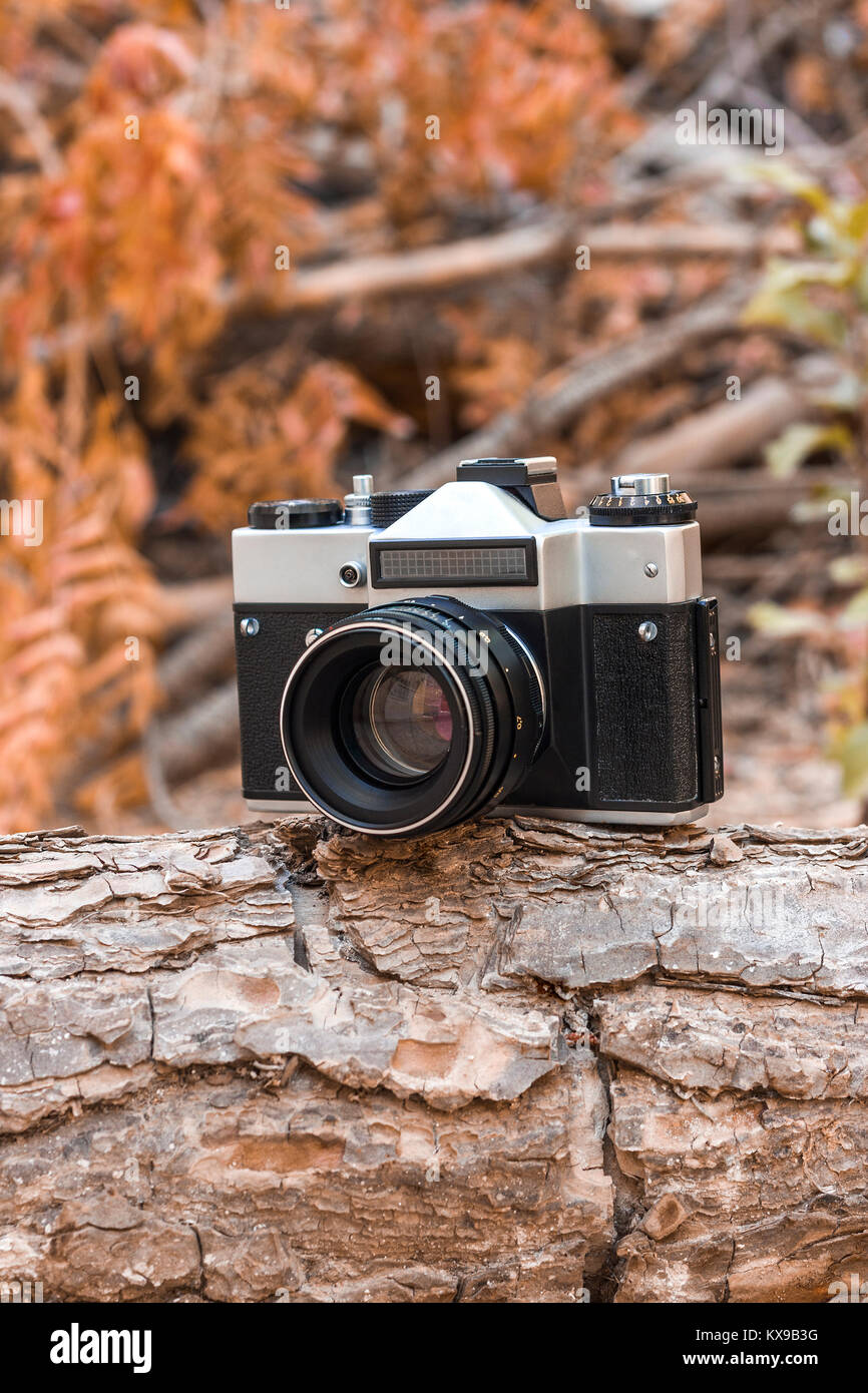 Jordan, Amman, 08/10/2017. Old film camera (SLR) Zenith with lens