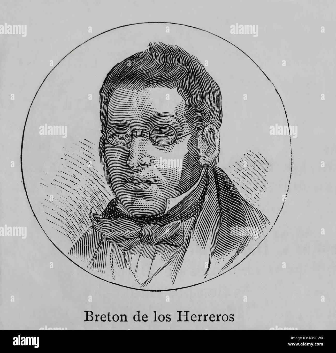 Manuel Breton de los Herreros (1796-1873). Spanish dramatist. Engraving, 1883. Stock Photo