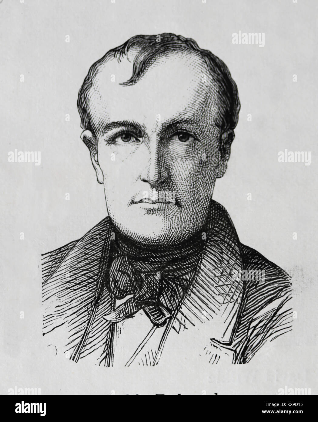 Paul Delaroche (1797-1859). French painter. Romanticism. Engraving, 1883. Stock Photo