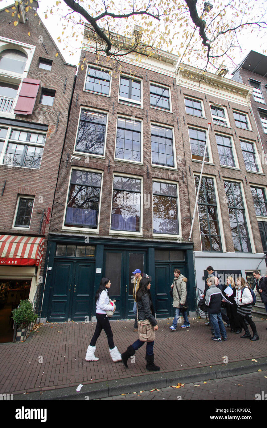 The house where anne Frank lived and revealed that she described in her diary during World War II Stock Photo