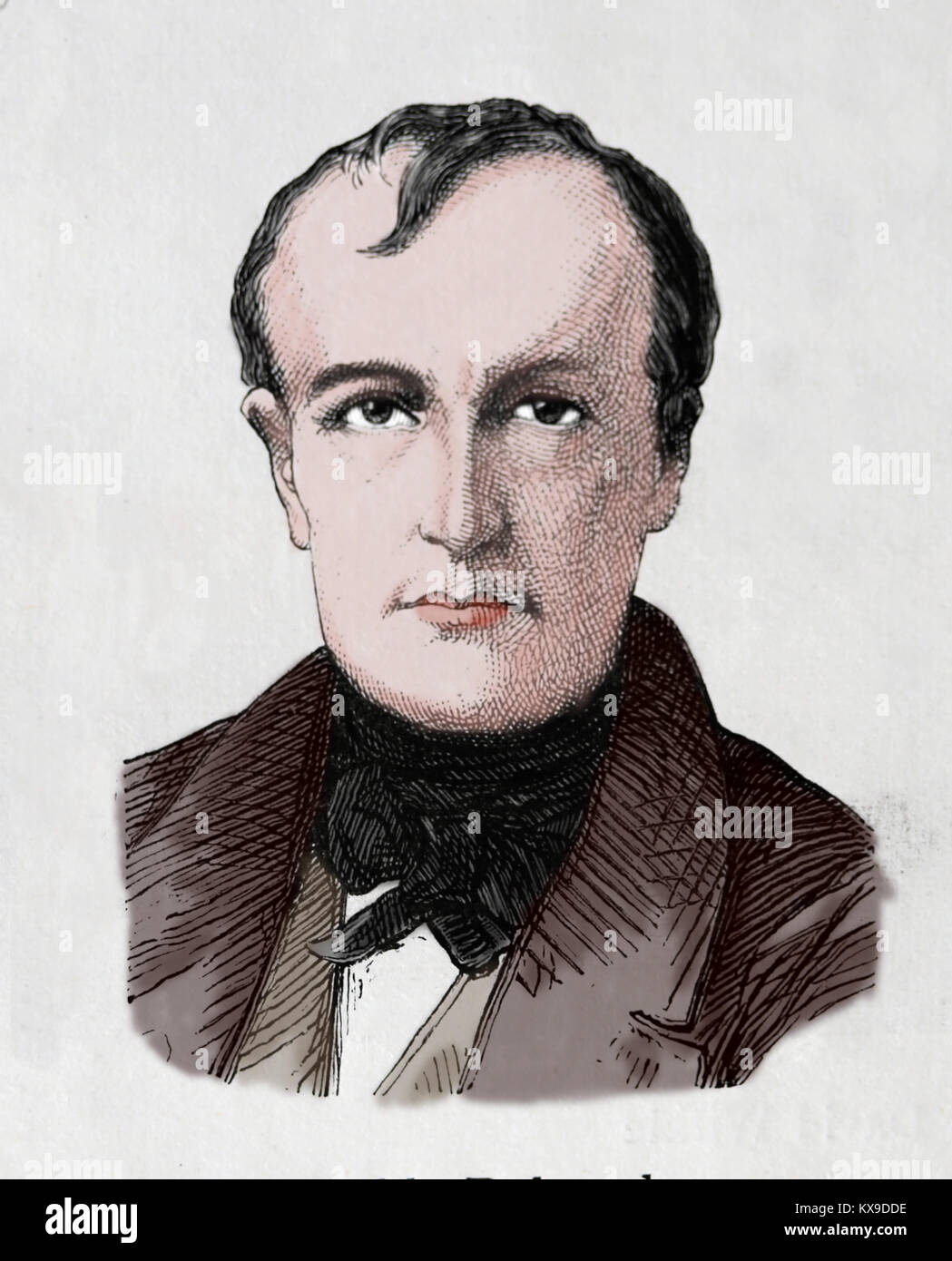 Paul Delaroche (1797-1859). French painter. Romanticism. Engraving, 1883. Stock Photo