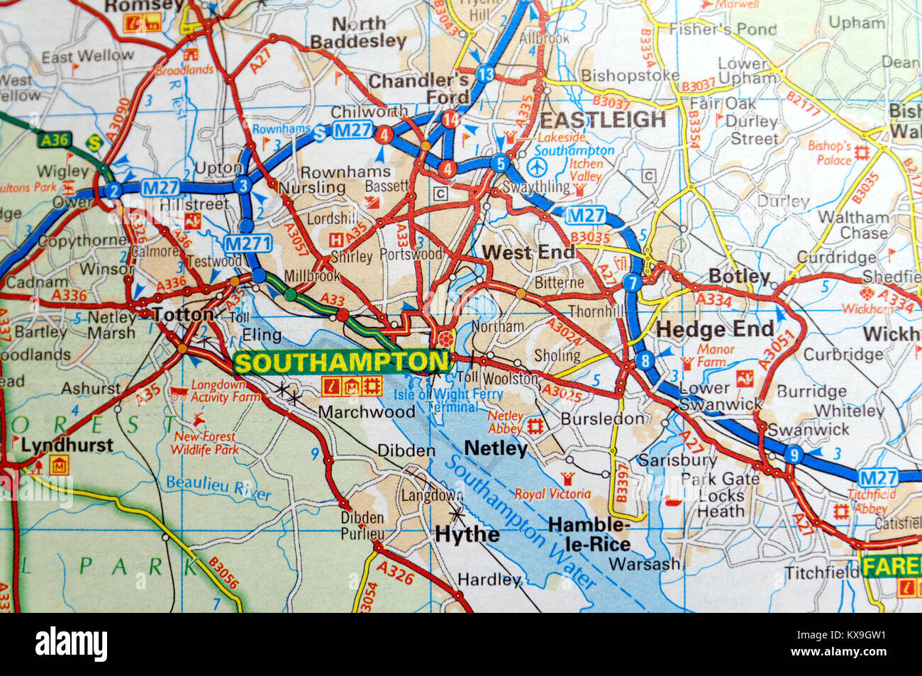 Road Map Of Southampton England Stock Photo 171085181 Alamy