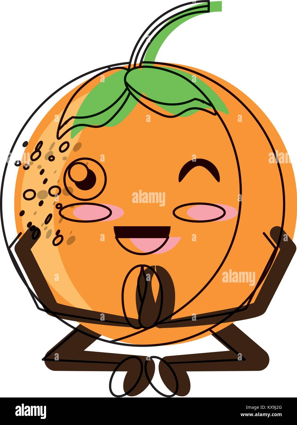 kawaii orange fruit icon Stock Vector Image & Art - Alamy