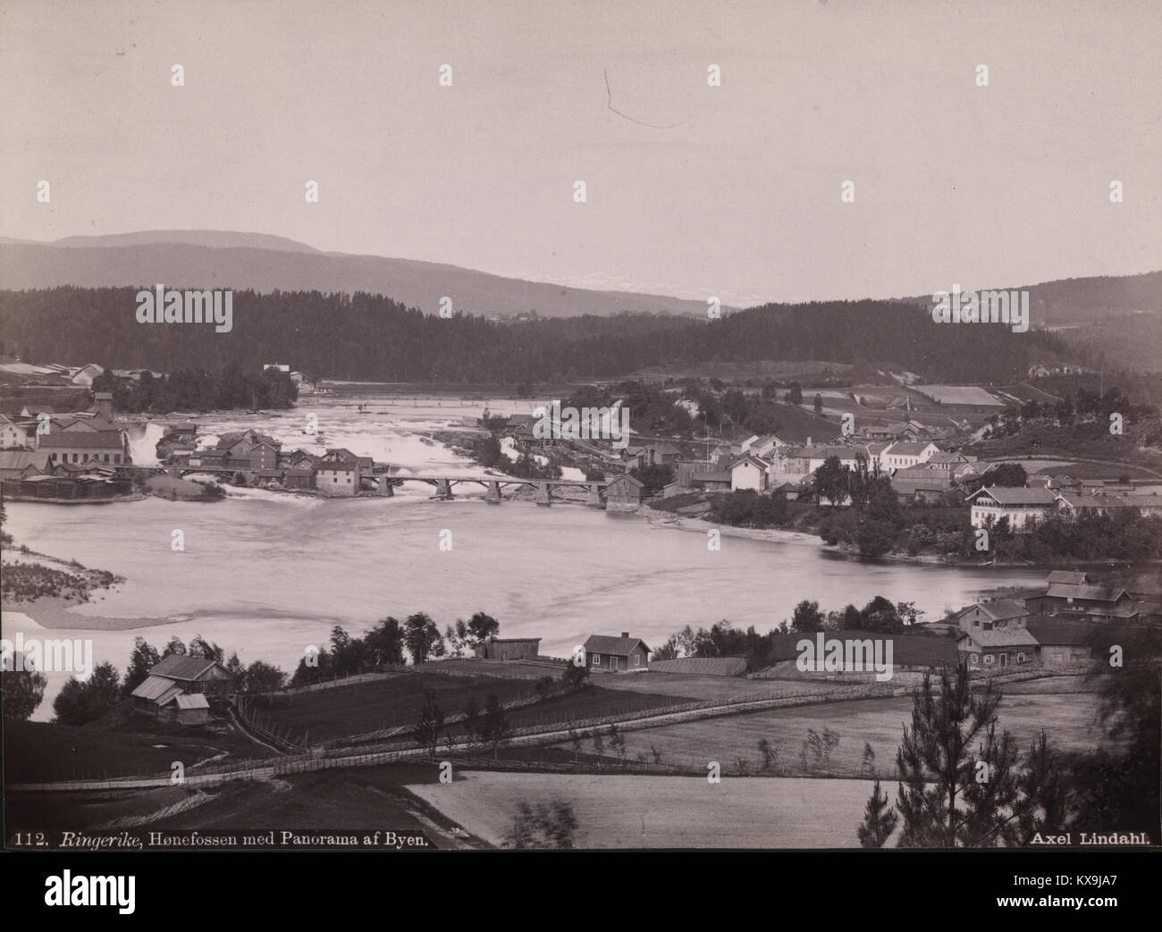 112 Ringerike Honefossen Med Panorama Af Byen Nb Bldsa Al0112 Stock Photo Alamy