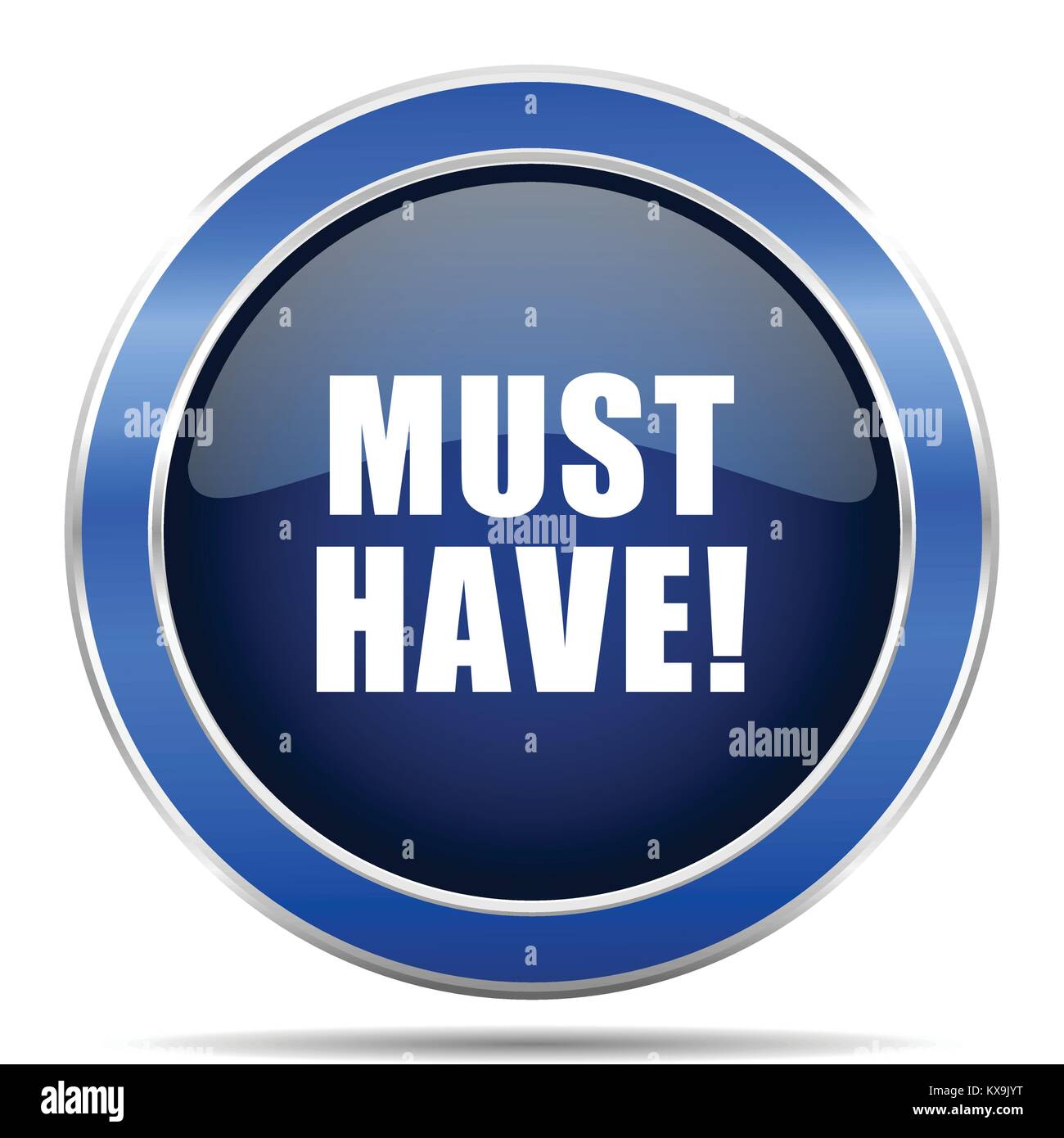 Must have vector icon. Modern design blue silver metallic glossy web and mobile applications button in eps 10 Stock Vector