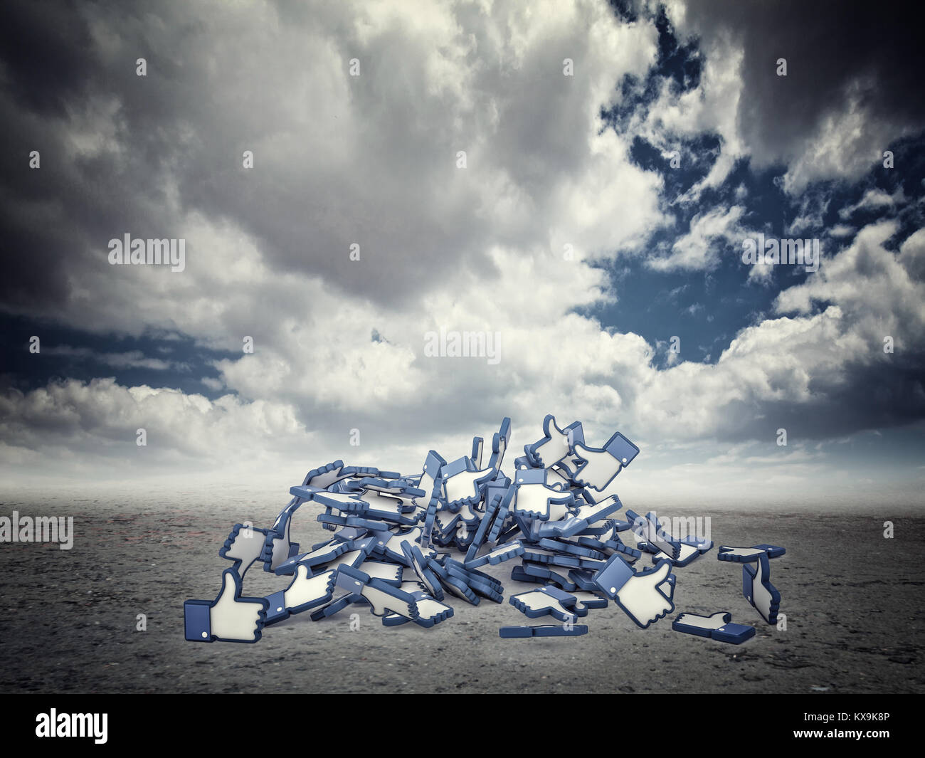 3d like icon and desert with stormy cloud Stock Photo