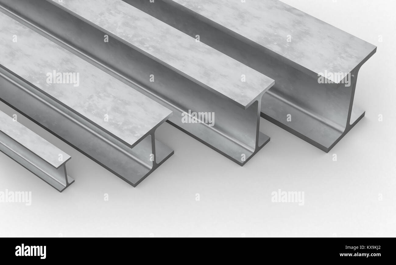 steel beam on white background 3d rendering image Stock Photo