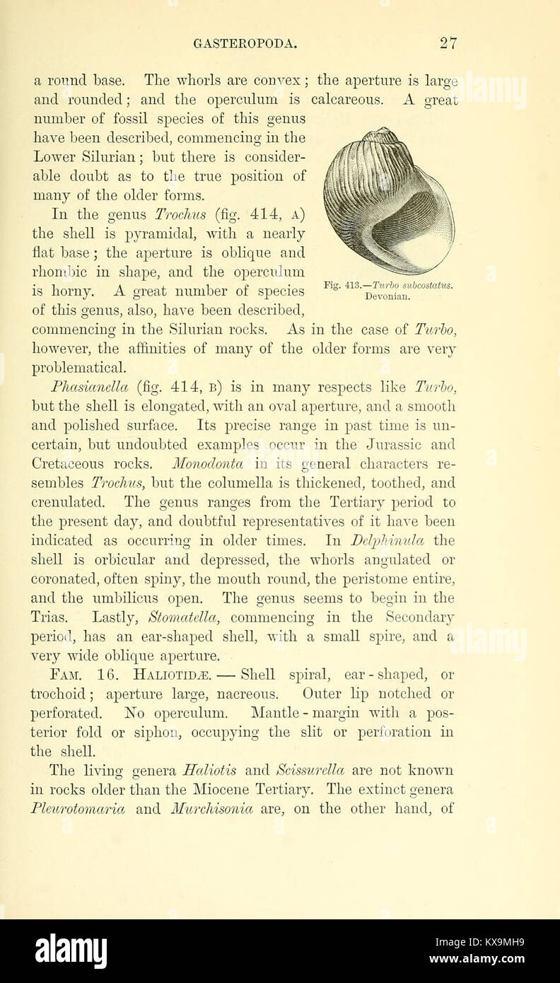 This page from a paleontology manual presents fossil examples and text ...