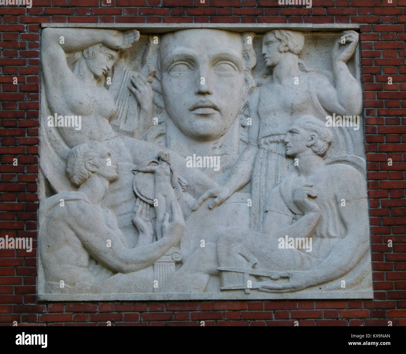 Bas-relief sculpture installed on the annex building of the 14th ...