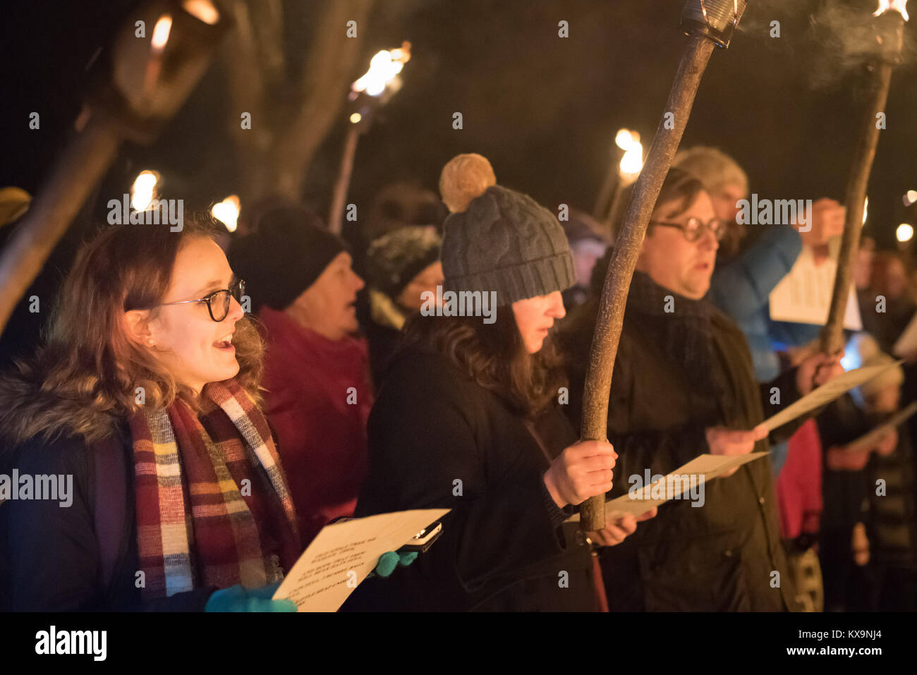 Much Marcle, Herefordshire, UK. 6th January 2018. Pictured: People sing ...
