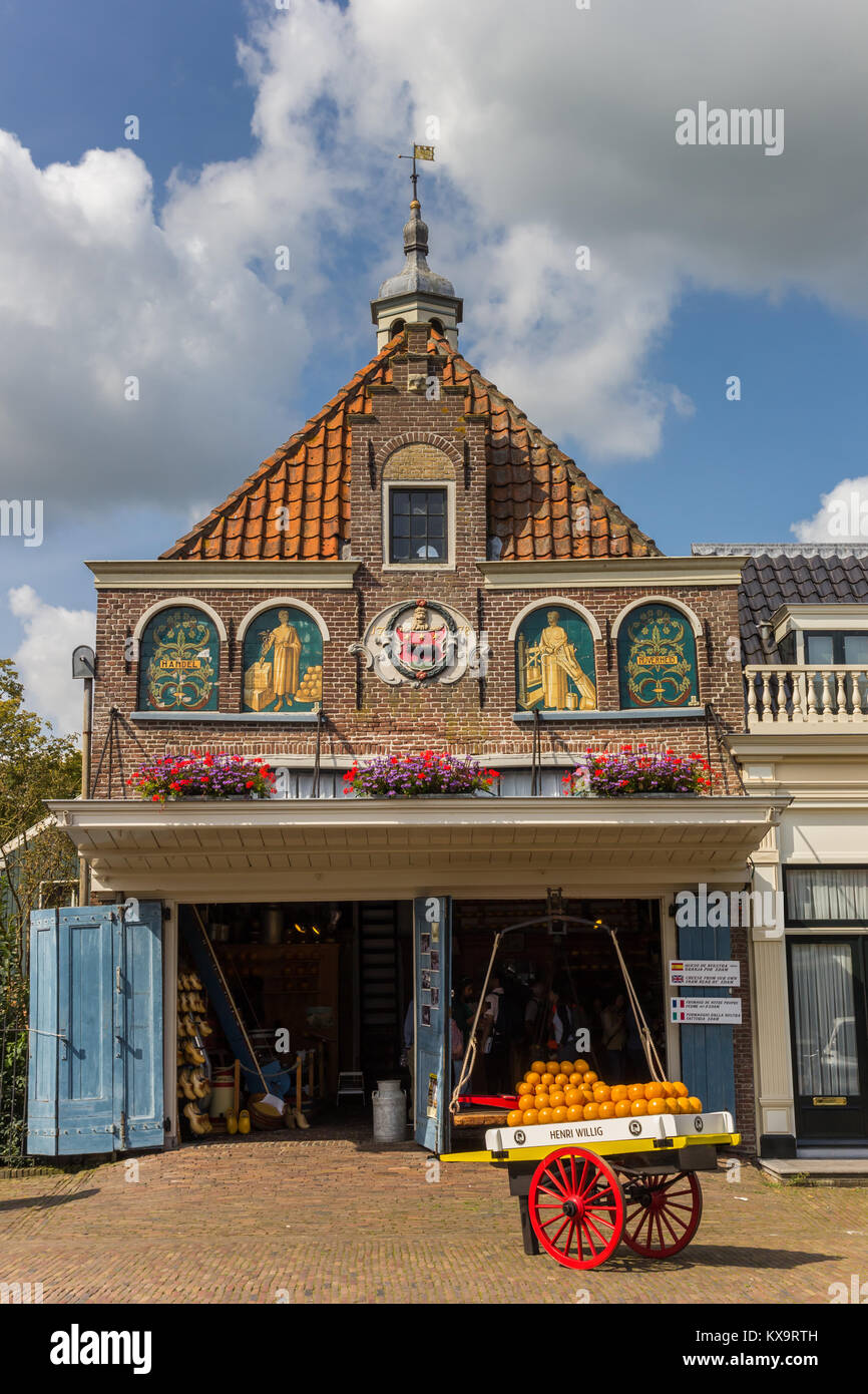 Cheese cart in front of a shop in Edam, Netherlands Stock Photo
