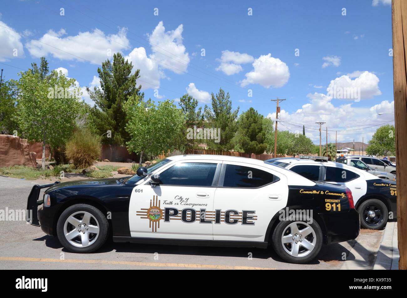 parked police cars in truth or consequences new mexico USA Stock Photo