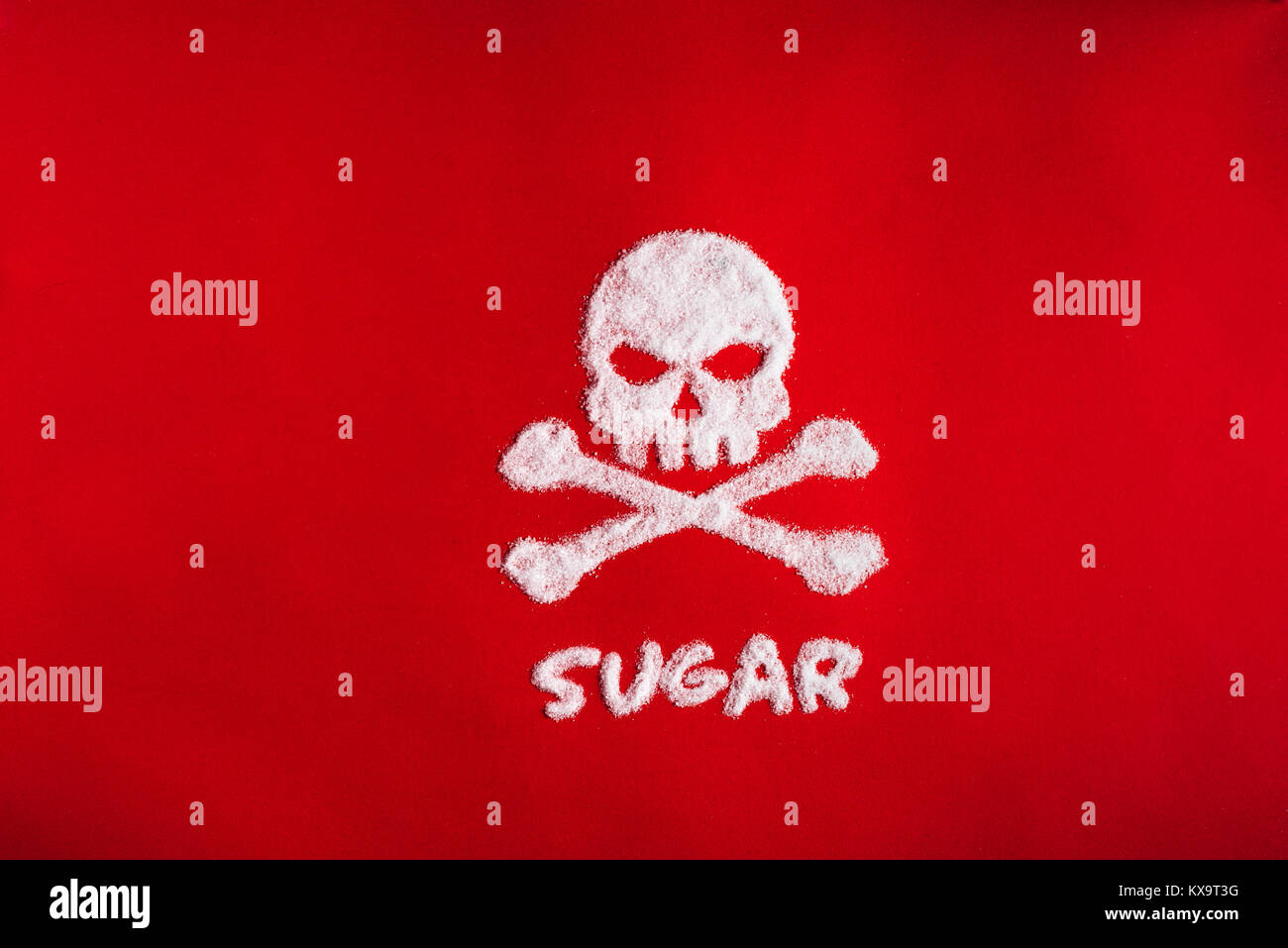 Skull made of sugar. Sugar kills Stock Photo