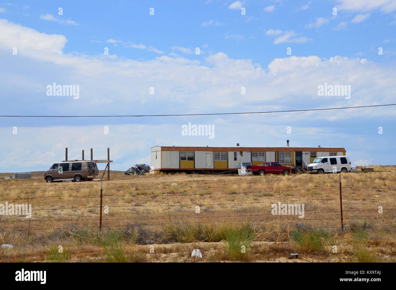 a trailer home on the navajo indian reservation new mexico Stock Photo