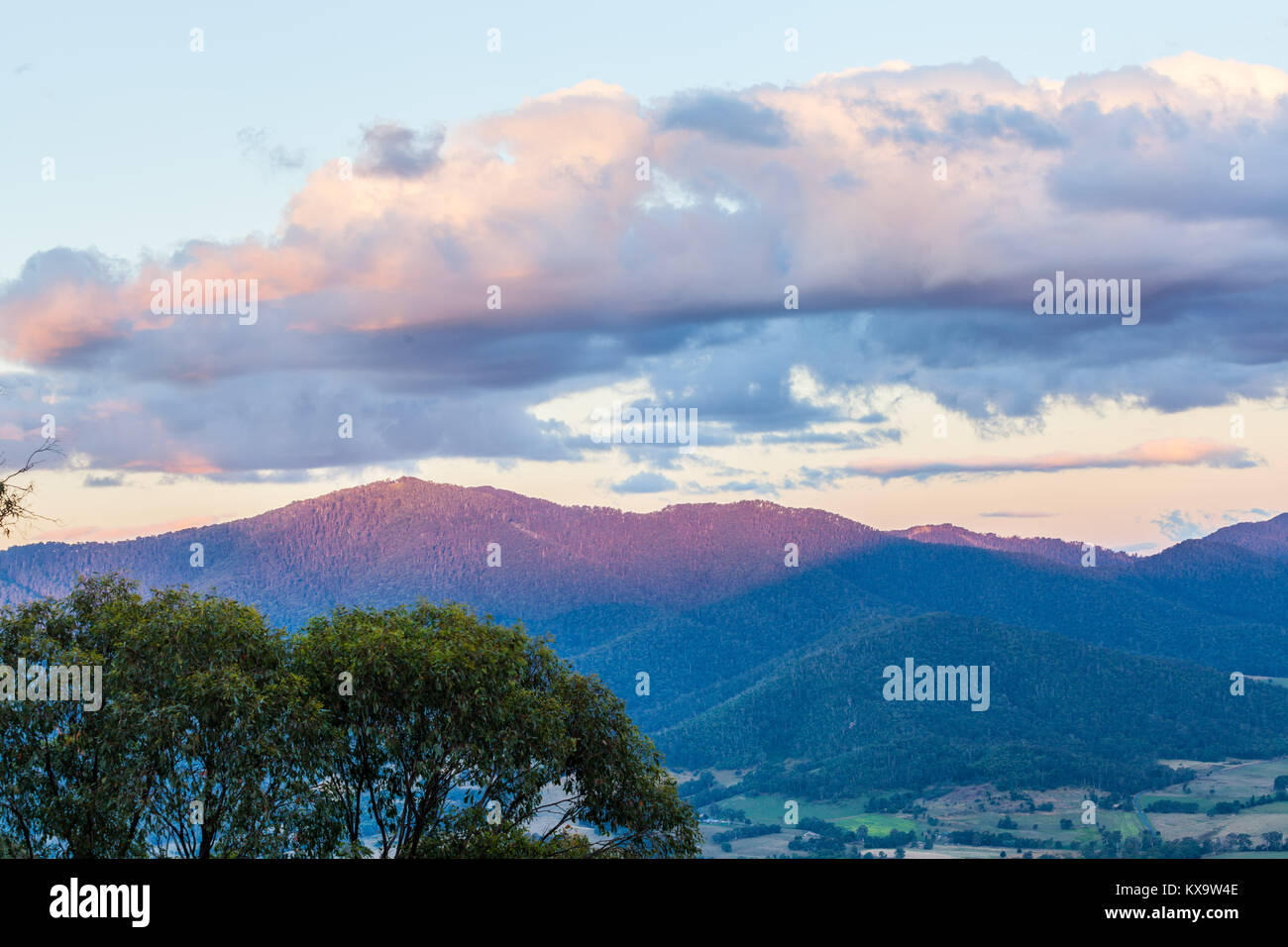 Sunset in Australian Alps - landscape Stock Photo