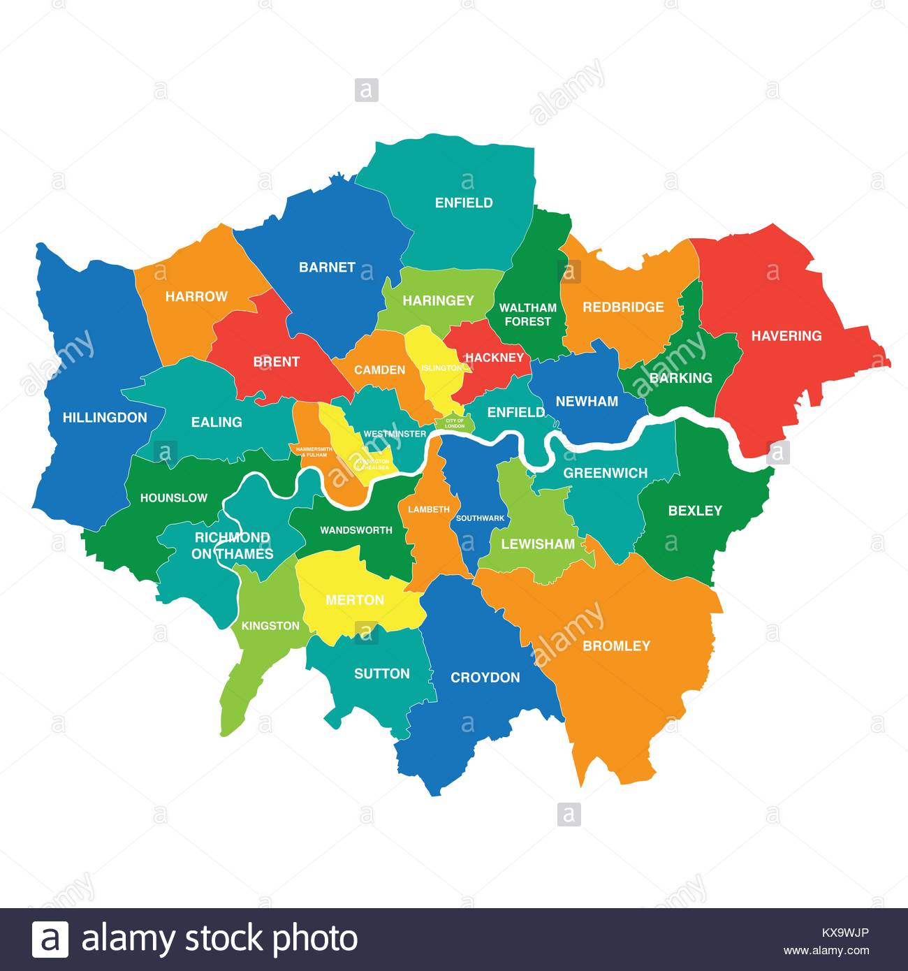 Map Of London Boroughs Stock Photos & Map Of London Boroughs Stock Images Alamy