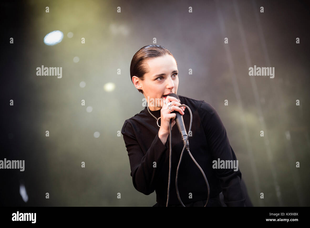 The English postpunk band Savages performs a live concert at the