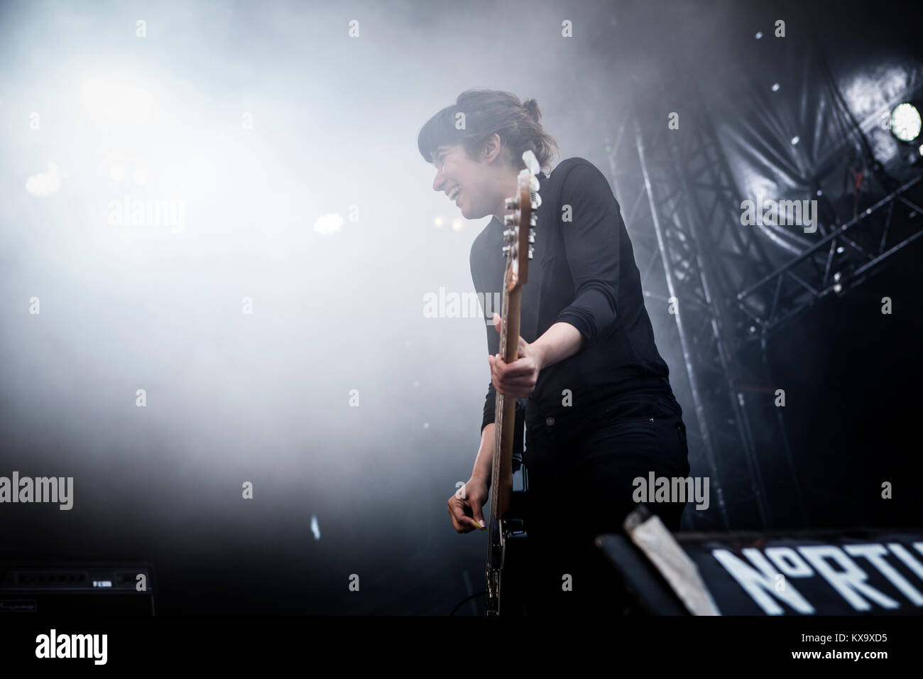 The English postpunk band Savages performs a live concert at the