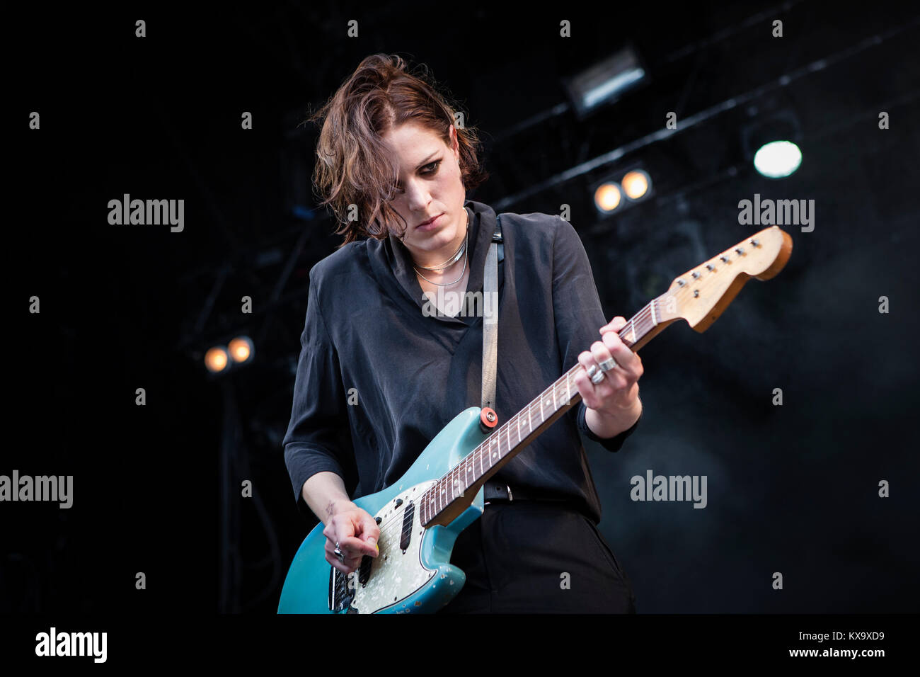 The English postpunk band Savages performs a live concert at the