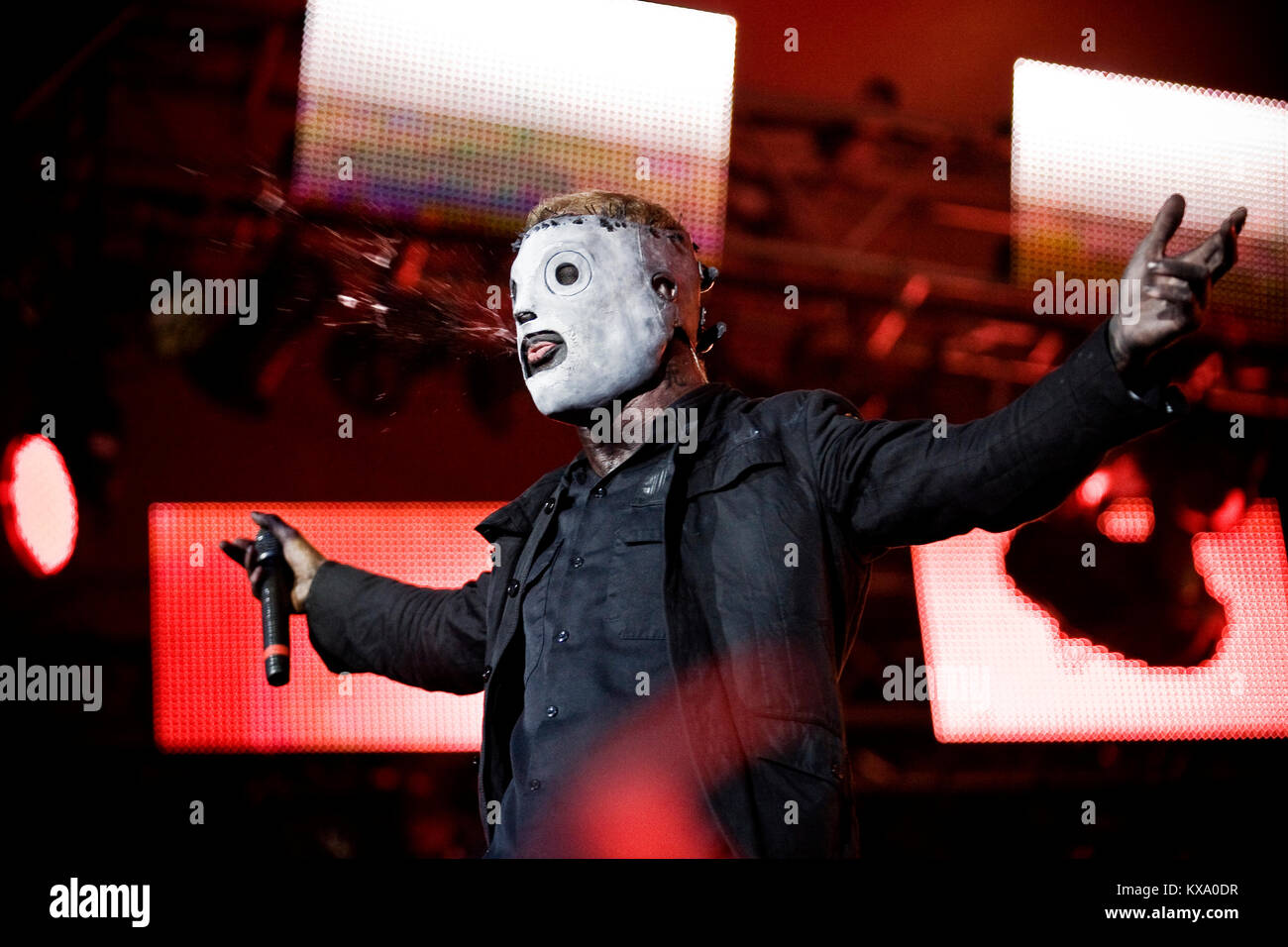 The American heavy metal band Slipknot performs a live concert at the