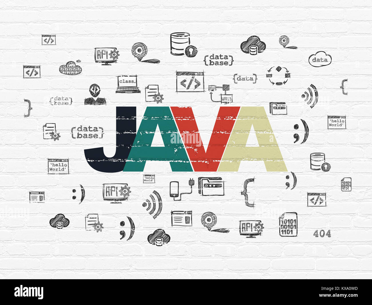 Software concept: Java on wall background Stock Photo - Alamy