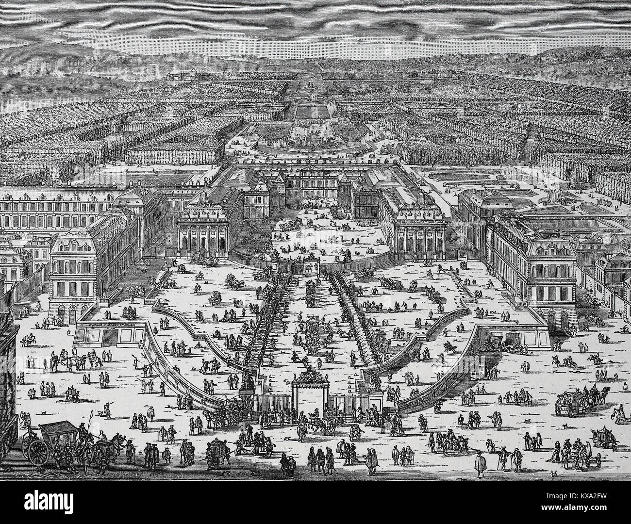 The Royal Castle of Versailles at the time of King Louis XIV, France