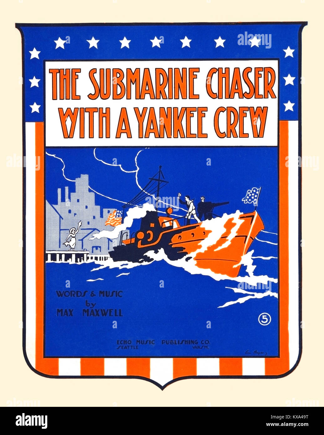 The submarine chaser with a Yankee crew Stock Photo