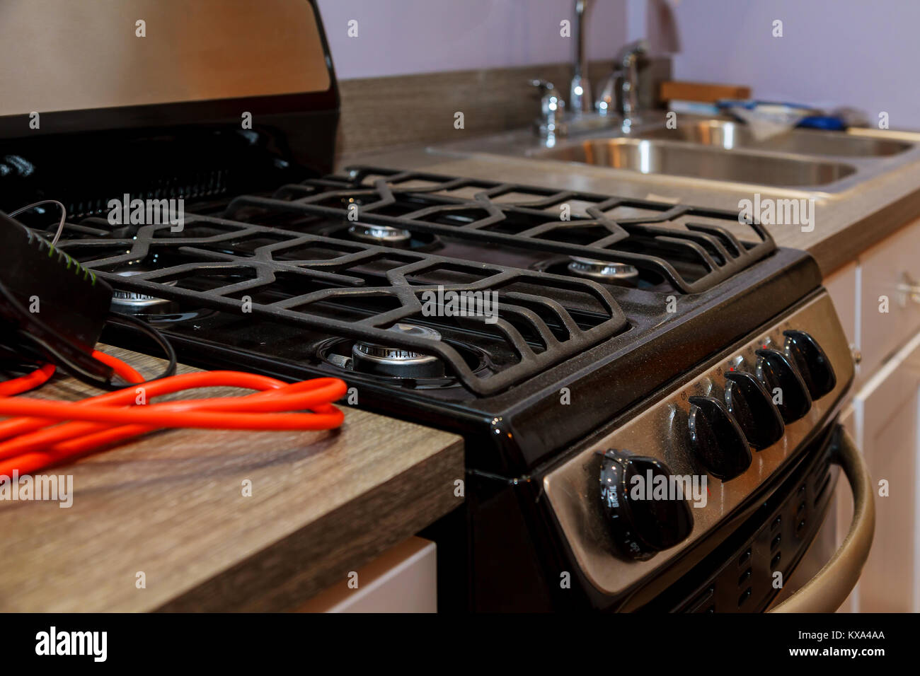 Brand new gas stoves Close up image of dated gas stove Kitchen gas