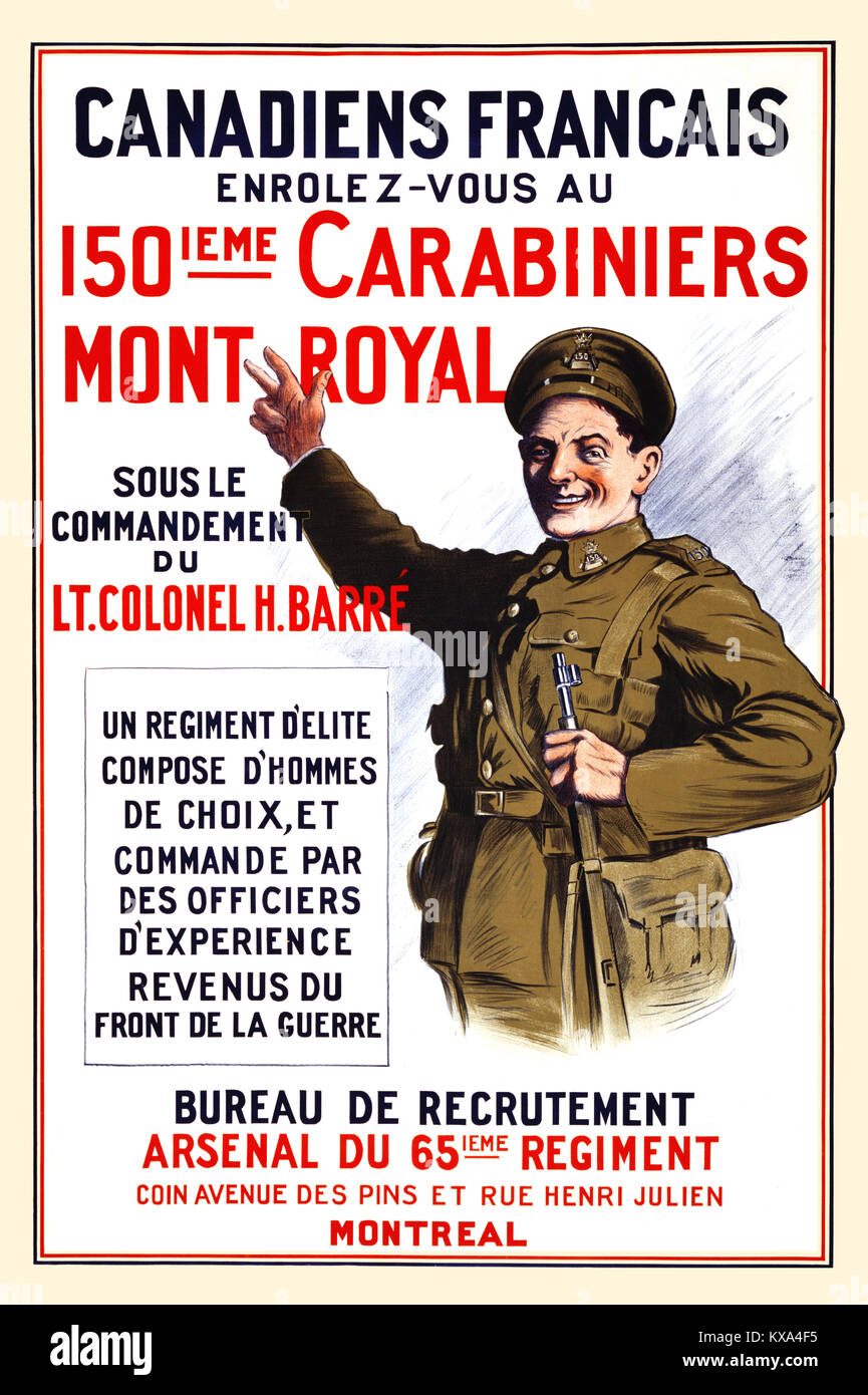 Enrolez-vous au 150ieme Carabiniers Mont Royal Stock Photo