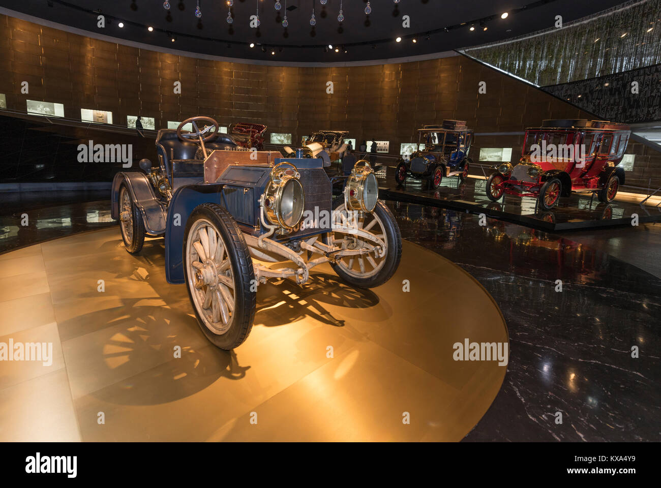 Cars from the Mercedes Museum Collection.Here the Mercedes Simplex from 1909 the first car that officialy named Mercedes. Stock Photo