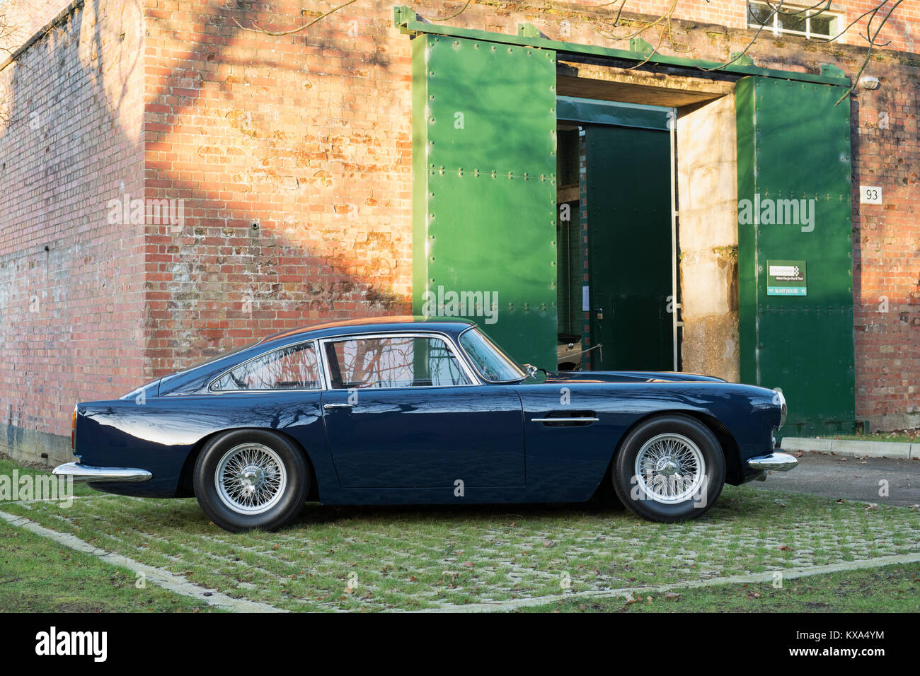 1960 Aston Martin DB4 at Bicester Heritage centre. Bicester, Oxfordshire, England. Stock Photo