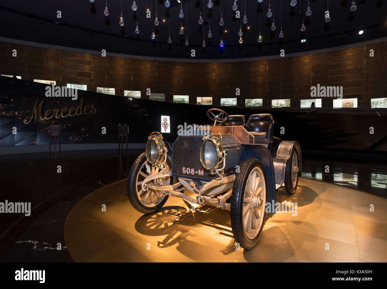 Cars from the Mercedes Museum Collection.Here the Mercedes Simplex from 1909 the first car that officialy named Mercedes. Stock Photo
